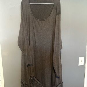 BloomChic Gray Crochet-Hem Tunic